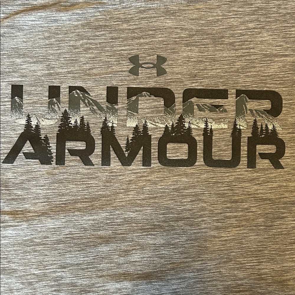Under Armour Hooded Heather Gray Logo Tee